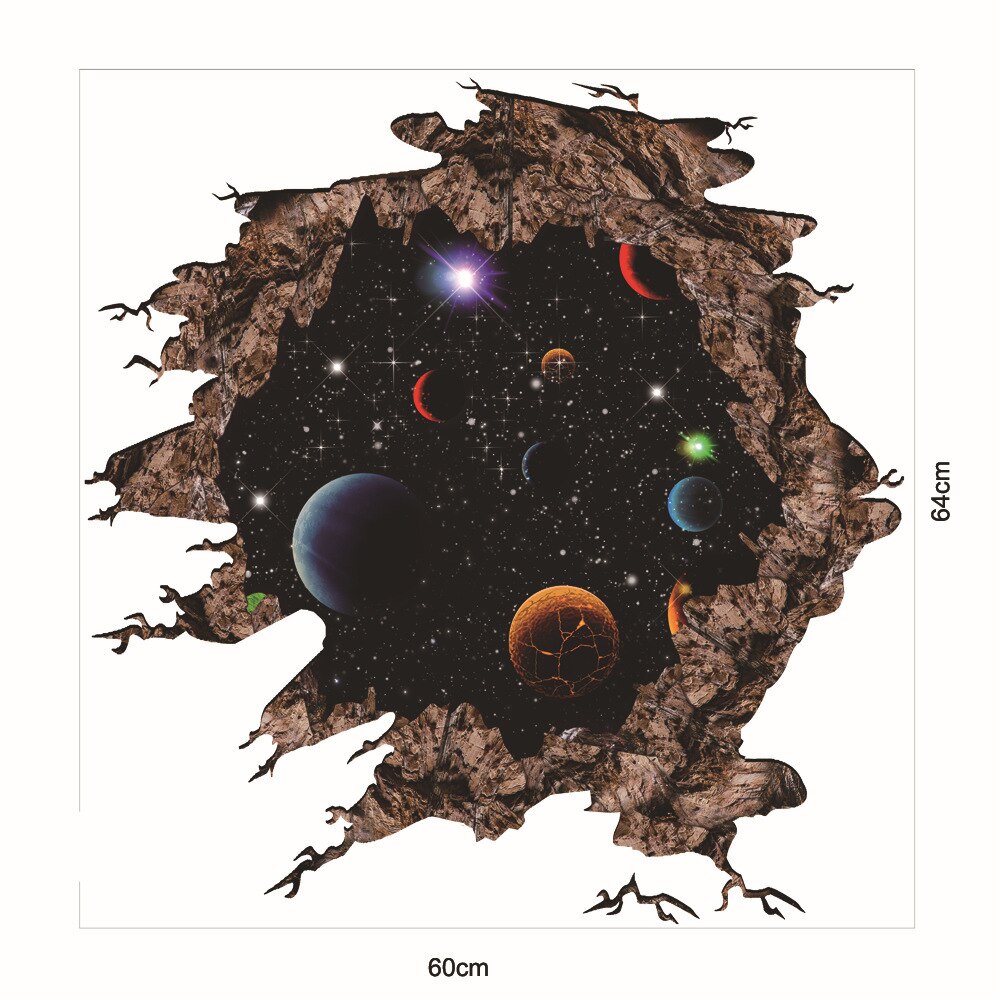 3D Cosmic Space planet Broken wall stickers for kids rooms bedroom nursery home decoration decals murals Break the wall sticker: Default Title