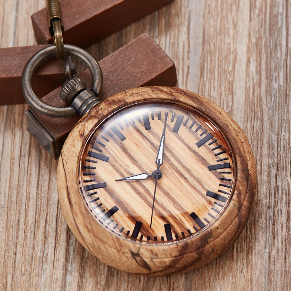 Natuurlijke Hout Zakhorloge Mannen Vrouwen Creatieve Houten Quartz Horloges Fob Ketting Hangers Kleurrijke Klok Reloj De Bolsillo