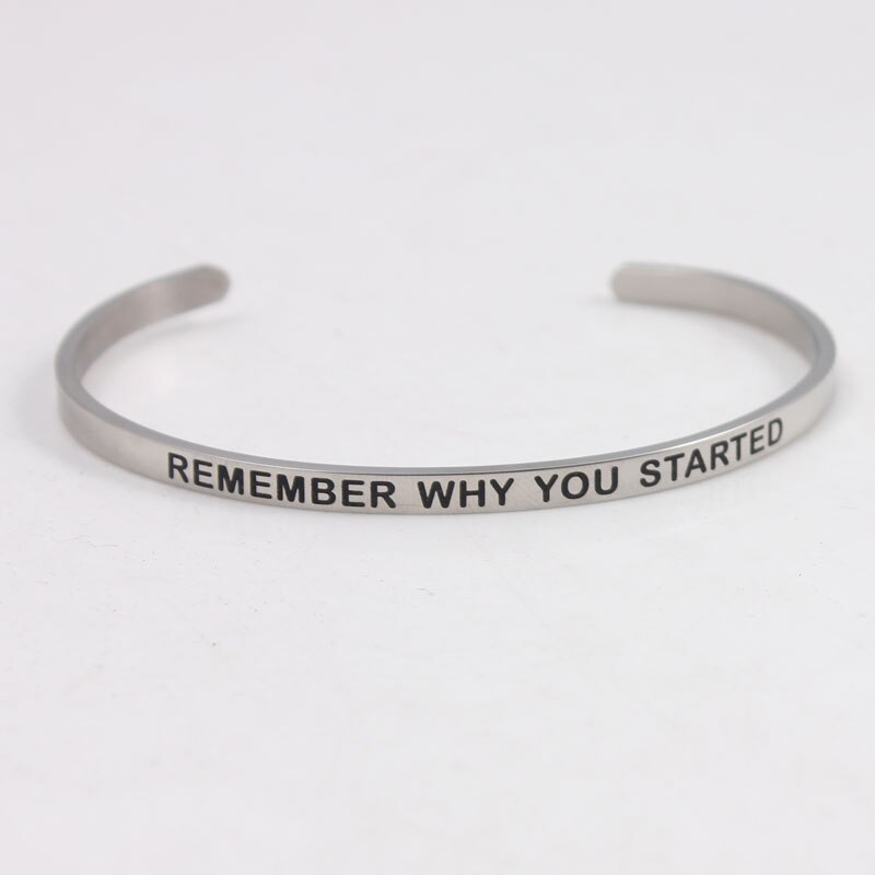 Neuheiten BROTHER Edelstahl Inspirational Positive Zitieren Manschette Mantra Armbänder & Armreifen Für Frauen Beste: REMEMBER WHY YOU