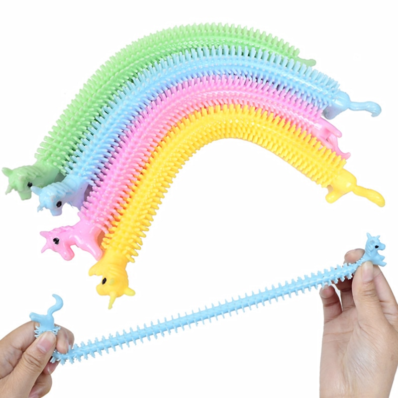 3pcs Worm Noodle Stretch String TPR Rope Anti Stress Toys String Fidget Autism Vent Toys Random Color