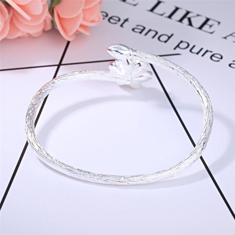 Sole Memory Lotus Cute Fresh Sweet Art 925 Sterling Silver Female Resizable Bangles SBR164