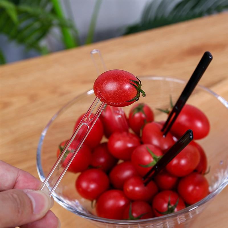 200 Stuks Wegwerp Plastic Fruit Picks Twee Tand Cake Vorken Party Benodigdheden Voor Bruiloft Verjaardag