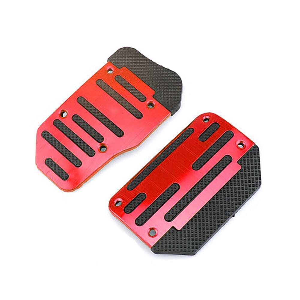 2Pcs/3Pcs Car Vehicle Automatic Manual Accelerator Brake Metal Foot Pedal Set: 2pcs Automatic Red