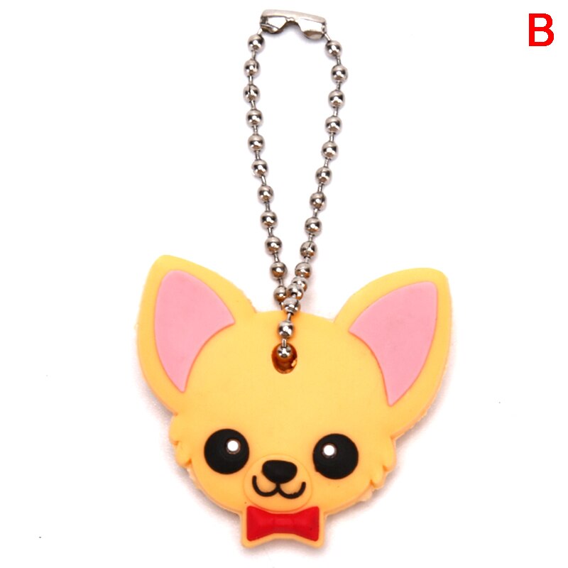 1 Pc Silicone porte-clés capuchon tête couverture porte-clés étui coquille chat Hamster Shih Tzu carlin chien animaux forme belle bijoux