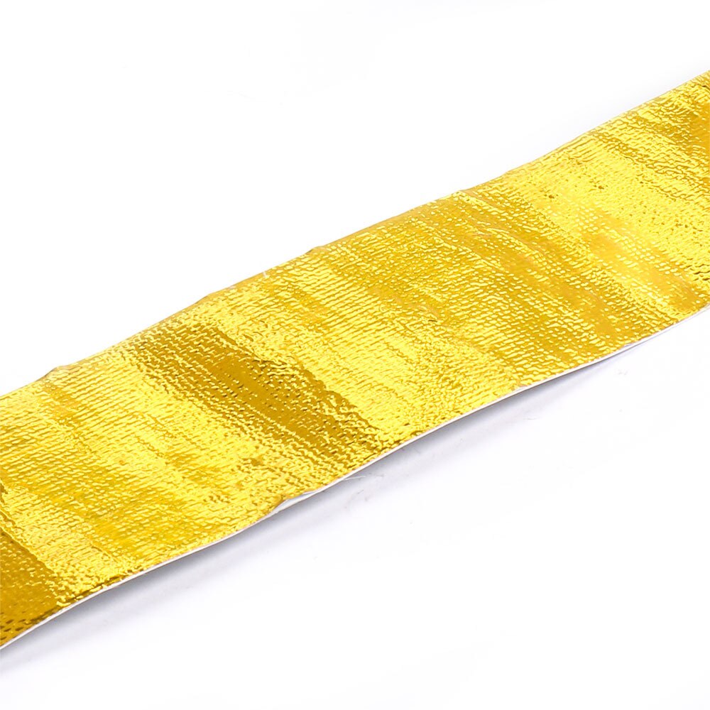 5mx5cm Fiberglass Heat Reflective Tape Gold High Temperature Heat and Sound Shield Wrap Tape Thermal Insulation Band Exhaust