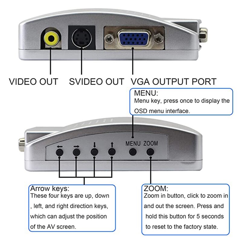 1080p vga til rca adapter kompositt av s-video til vga omformer til hdtv skjerm bærbar stasjonær pc