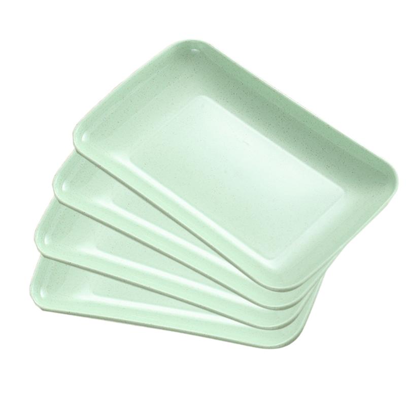 4pcs Dishes Household Dinner Plate Food Plate Microwave Oven Available Eco-Friendly Home Kitchen Utensils Pink Green Blue Beige: Green