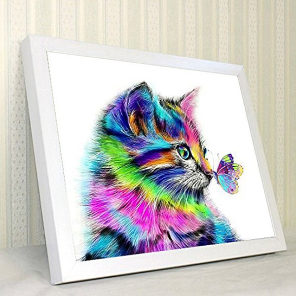 Printing DIY Diamond Painting Cat Full Area Square Stick Paste Home Decor Wall Decorative Painting (30x30cm)