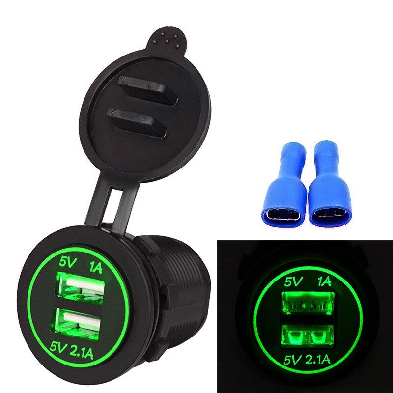 Chargeur USB universel pour moto et bateau | modèle, chargeur de voiture, double chargeur USB avec 3. 1a charge rapide pour camions automobiles, dispositif USB pour bateau: Green