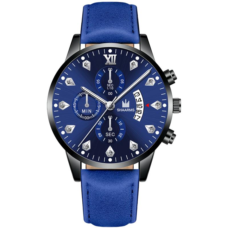SHAARMS hommes montre bracelet en cuir Quartz montre-bracelet Date horloge Sport montres Relogio Masculino: J