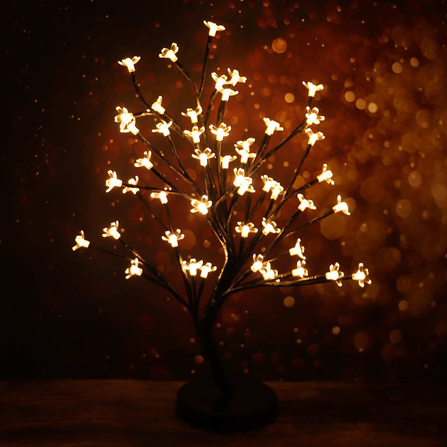 LED Nacht Licht 48LED Pflaume Blume Bonsai Licht Baum Lampe Batterie Betrieben Hause Weihnachten für Schlafzimmer Wohnheim Nacht