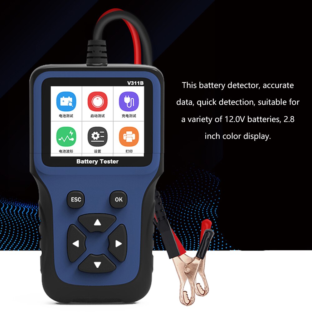 12v bilbatteri tester digital bil diagnostisk batteri tester analysator kjøretøy sveiving lade skanner verktøy 9 språk