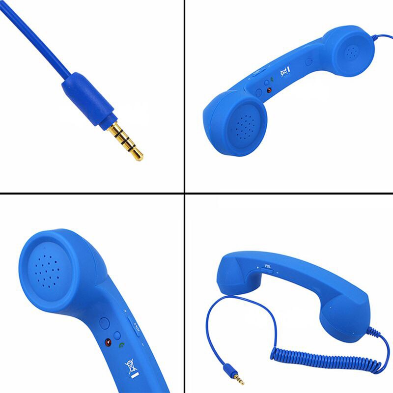 3Pack 3.5mm Jack Mic Retro Phone Handset Telephone for Mobile Phone Universal Green+Blue+Red