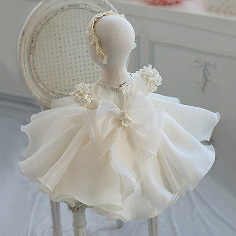 Flower Girls Dresses for Kids Baby 1st Birthday Children's Princess Costume Infant Ball Gowns Baptism Party Fluffy Wedding Dress