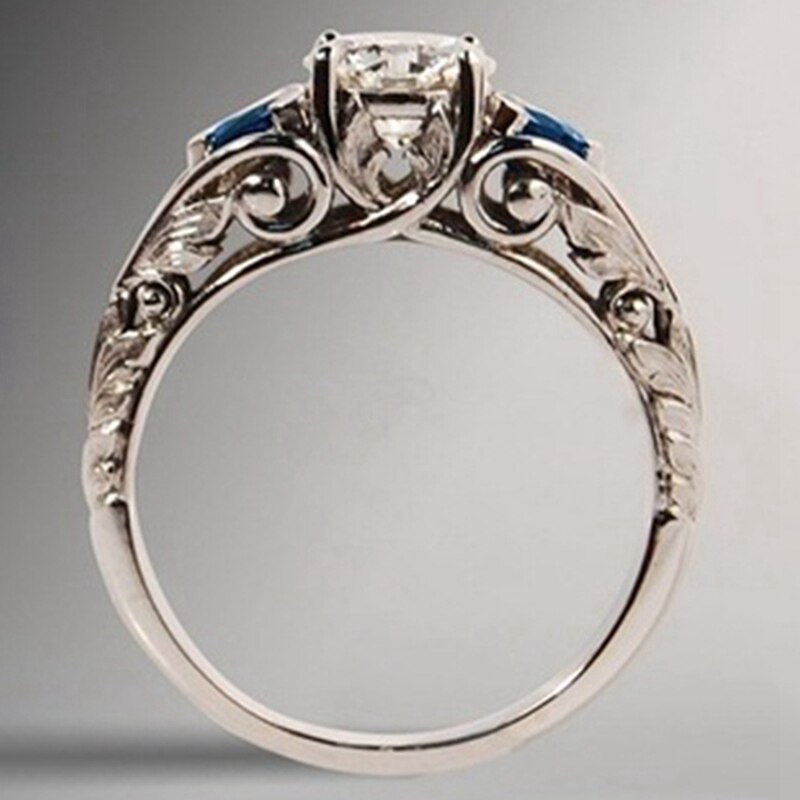 Vintage Princess Cut Sapphire Ring Rings Bridal Wedding Bands Women Trendy Round