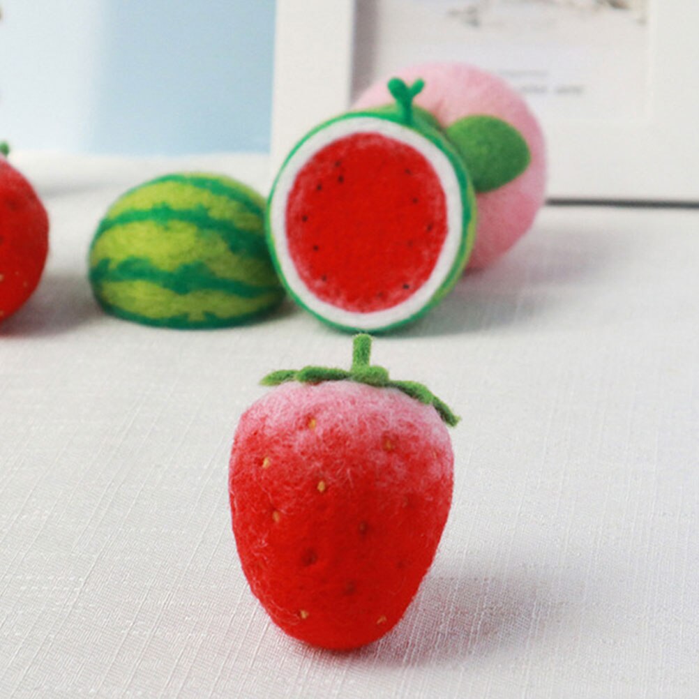 1 Juego de adorno colgante de fruta de lana artesanal, artesanía de lana de fieltro de fruta, costura de boda, accesorios para manualidades de lazo de pelo 2022