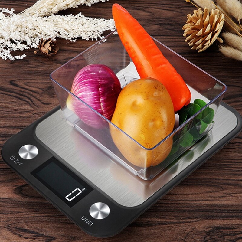 Affichage LCD 5/10kg 1g multi-fonction numérique alimentaire Balance de cuisine en acier inoxydable pesage alimentaire Balance outils de cuisson Balance