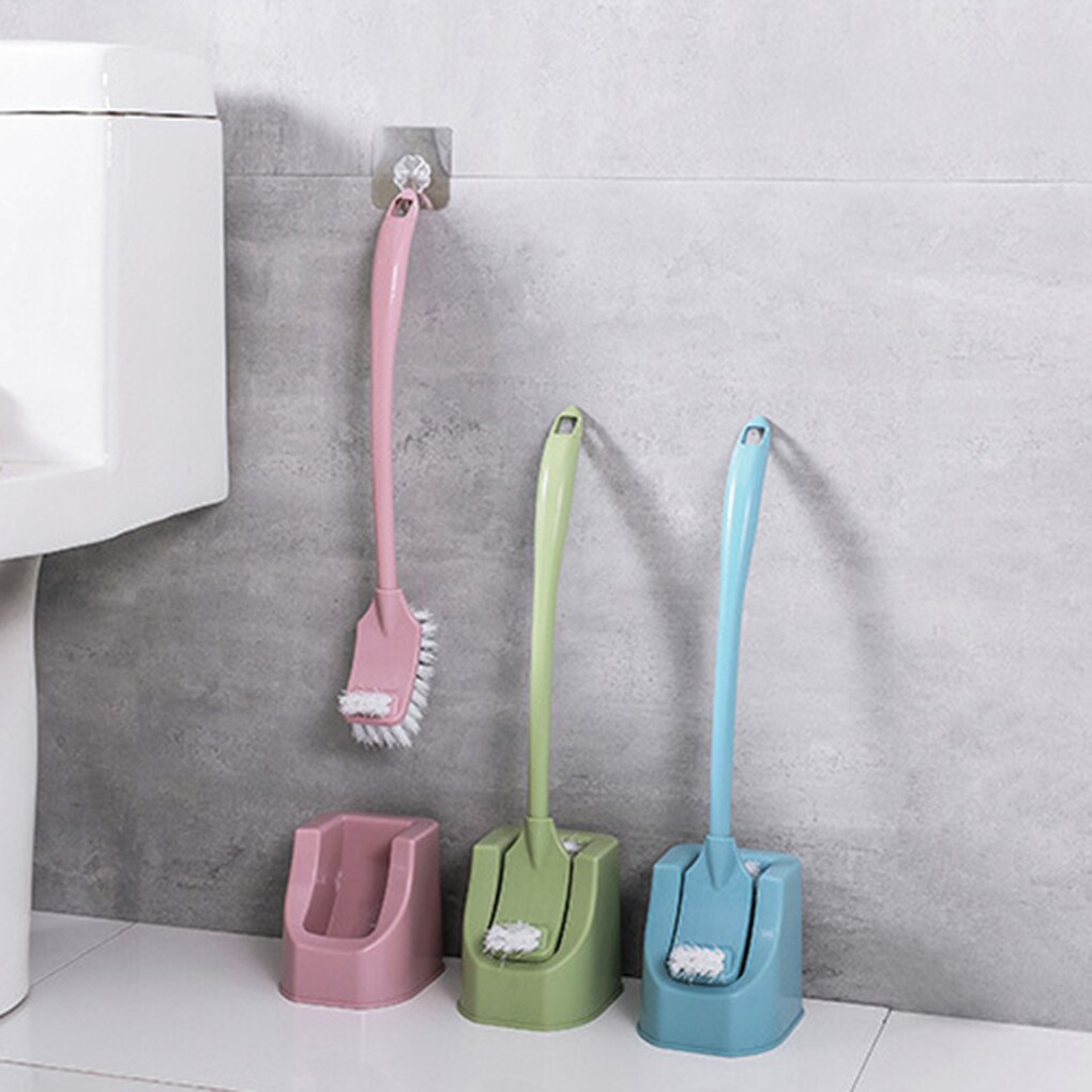 Strong Toilet Cleaning Brush Set Plastic Toilet Brush Scrubber Curved Clean Side Bending Handle Corner Brush Bathroom Cleaning