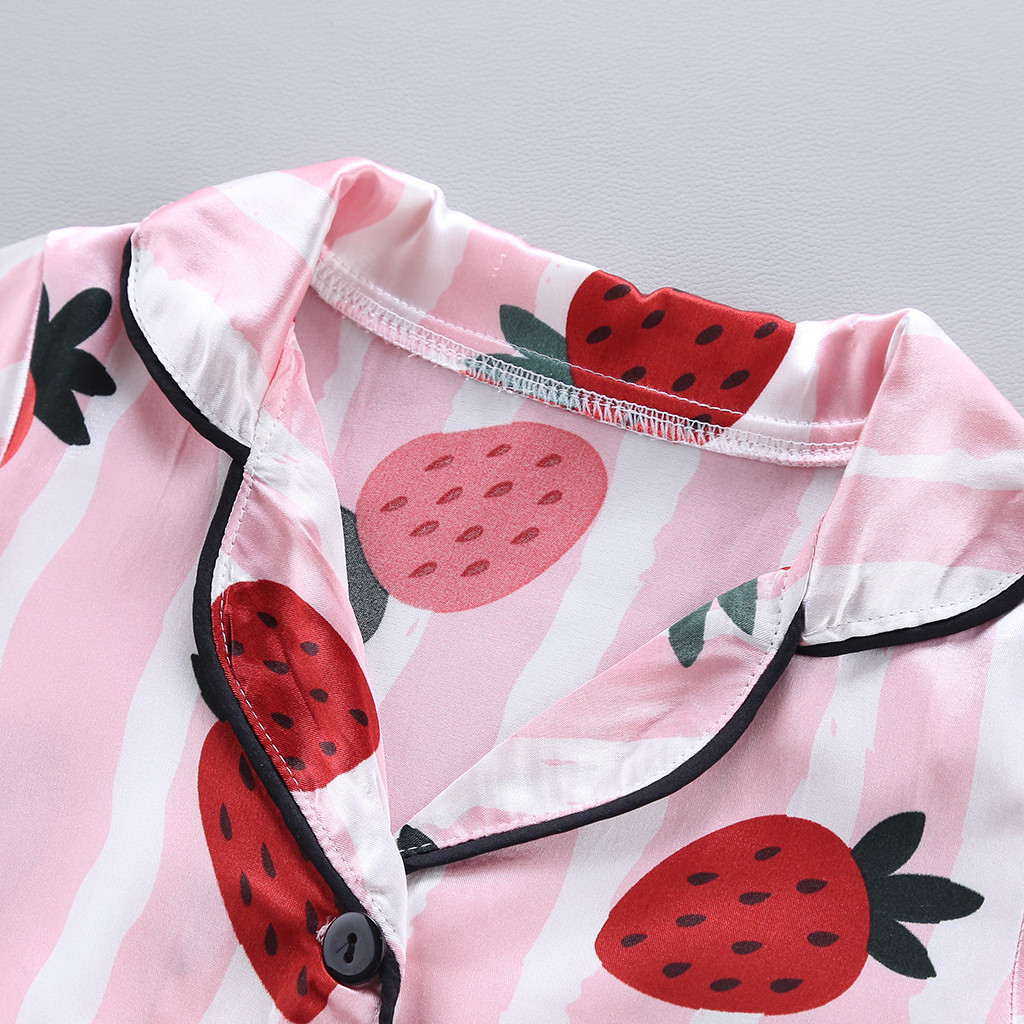 Ensemble de pyjamas pour enfants à rayures aux fraises ensemble de pyjamas pour enfant en bas âge garçon fille à manches courtes hauts + shorts pyjamas vêtements de nuit