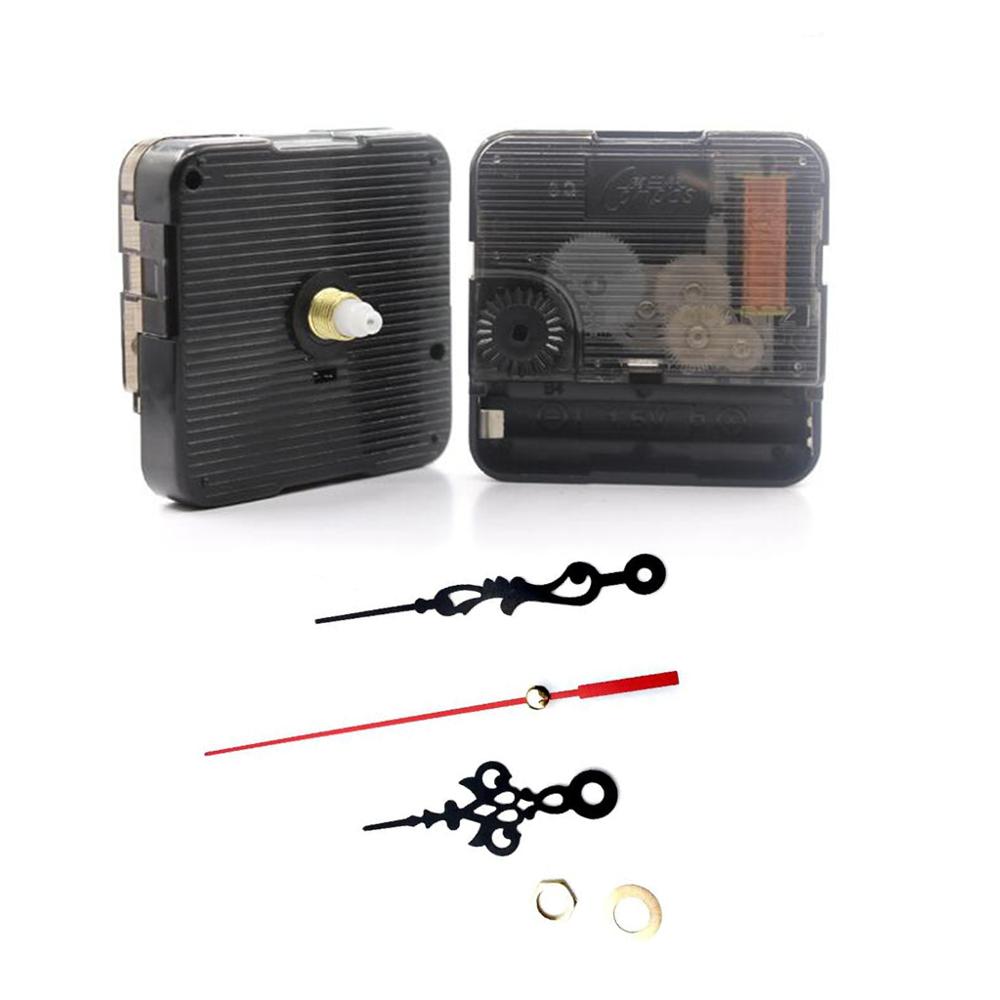 Silent DIY Clock Mechanism Battery Powered Quartz Wall Clock Movement with Black and Red Needle Hands for Clock Replacement Kits