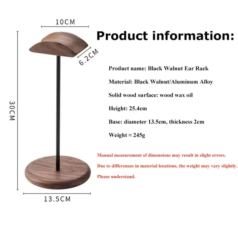 Suporte de fone de ouvido de madeira maciça computador mesa monitor fone de ouvido trocador borda nogueira suporte universal