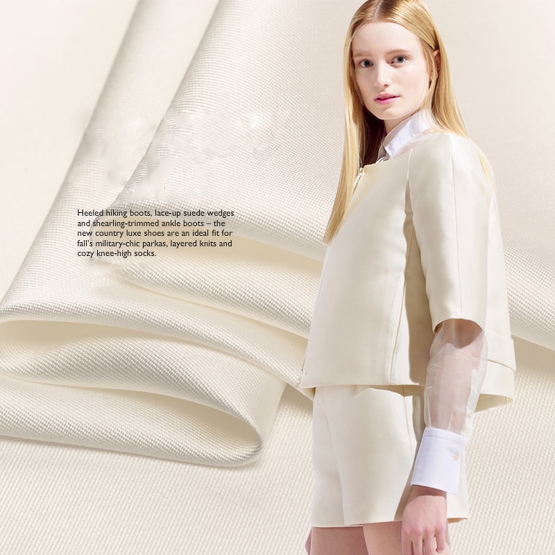 Wit Lover fall Europese grote naam garen geverfd twill satijn brokaat mode stof pure wit windjack doek