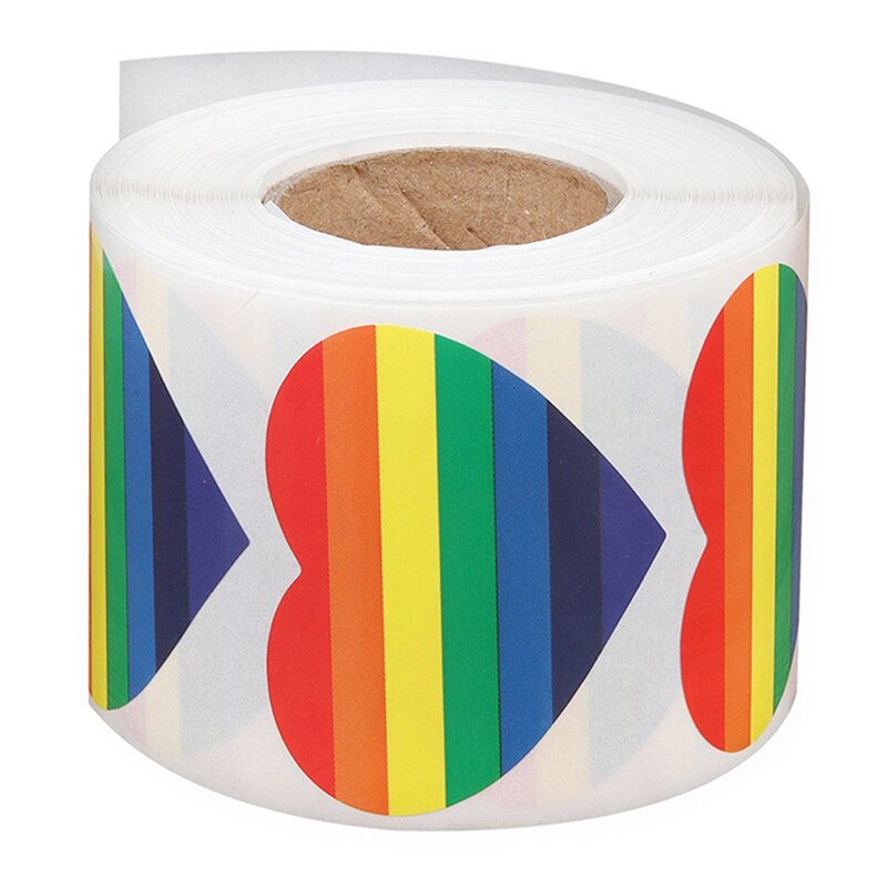 Heart Shape Rainbow Stickers Seal Labels 500 Labels Stickers Scrapbooking For Package Wedding Decoration Stationery Sticker