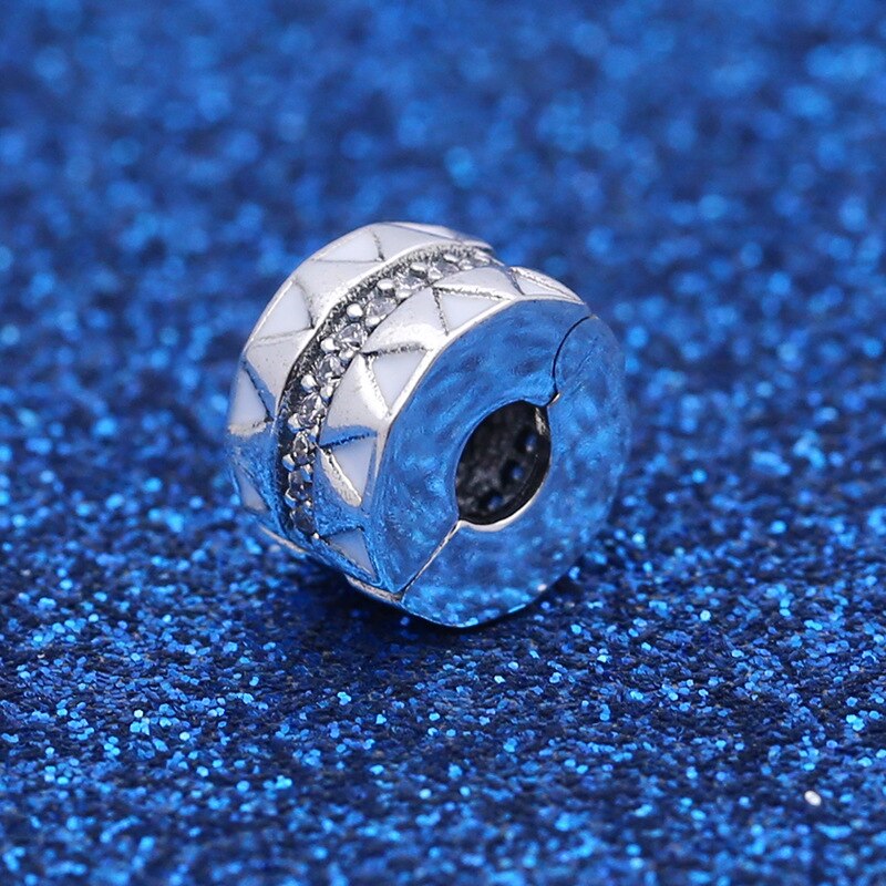 Echter Clip-anhänger mit 925 funkelnden, gezackten sterlingsilberperlen, passend für damenarmbänder und -ketten, Ideal zum selbermachen von schmuck.