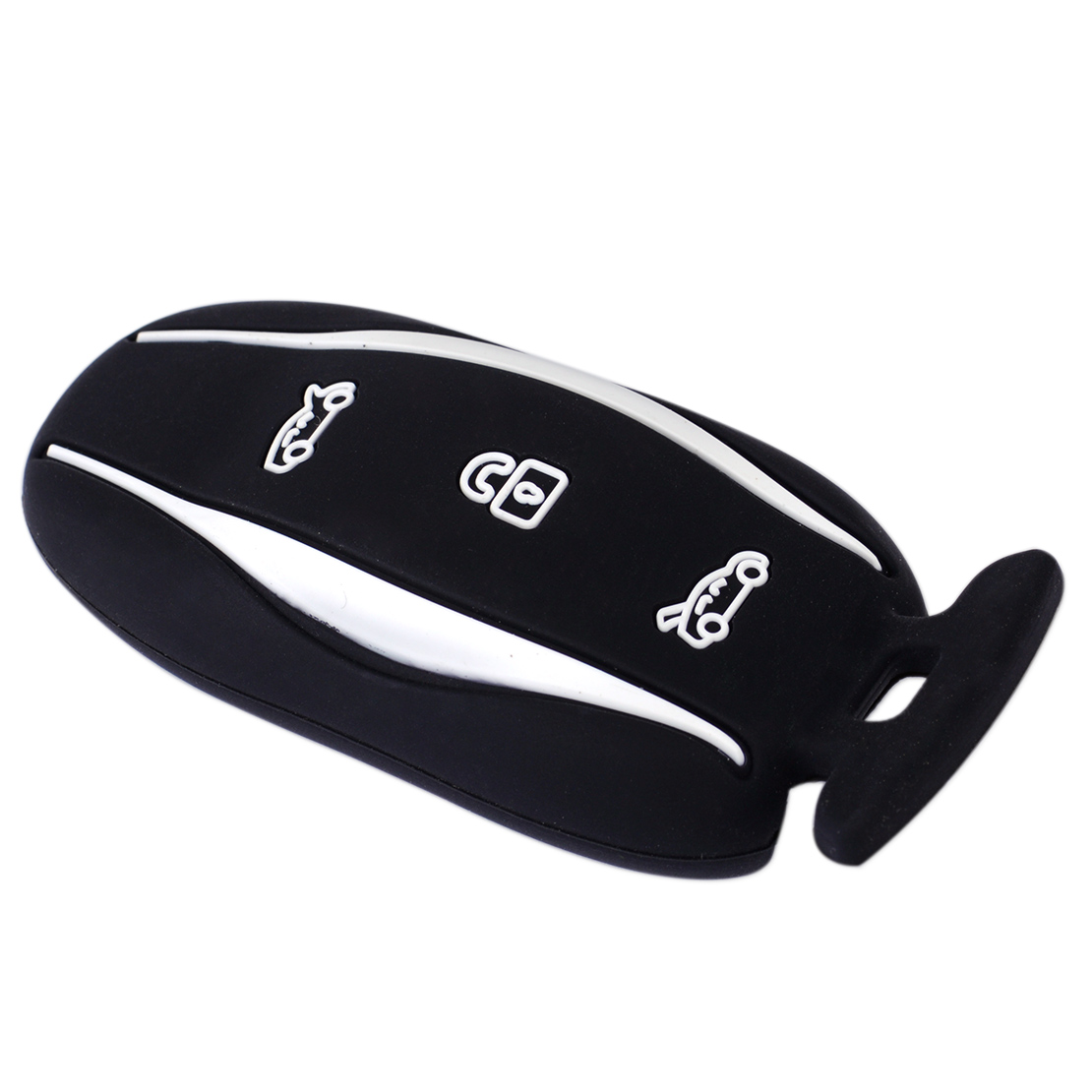 Citall silikone 3 knapper bil fjernbetjening nøgle fob skin shell cover case holder passer til tesla model sx: Sort