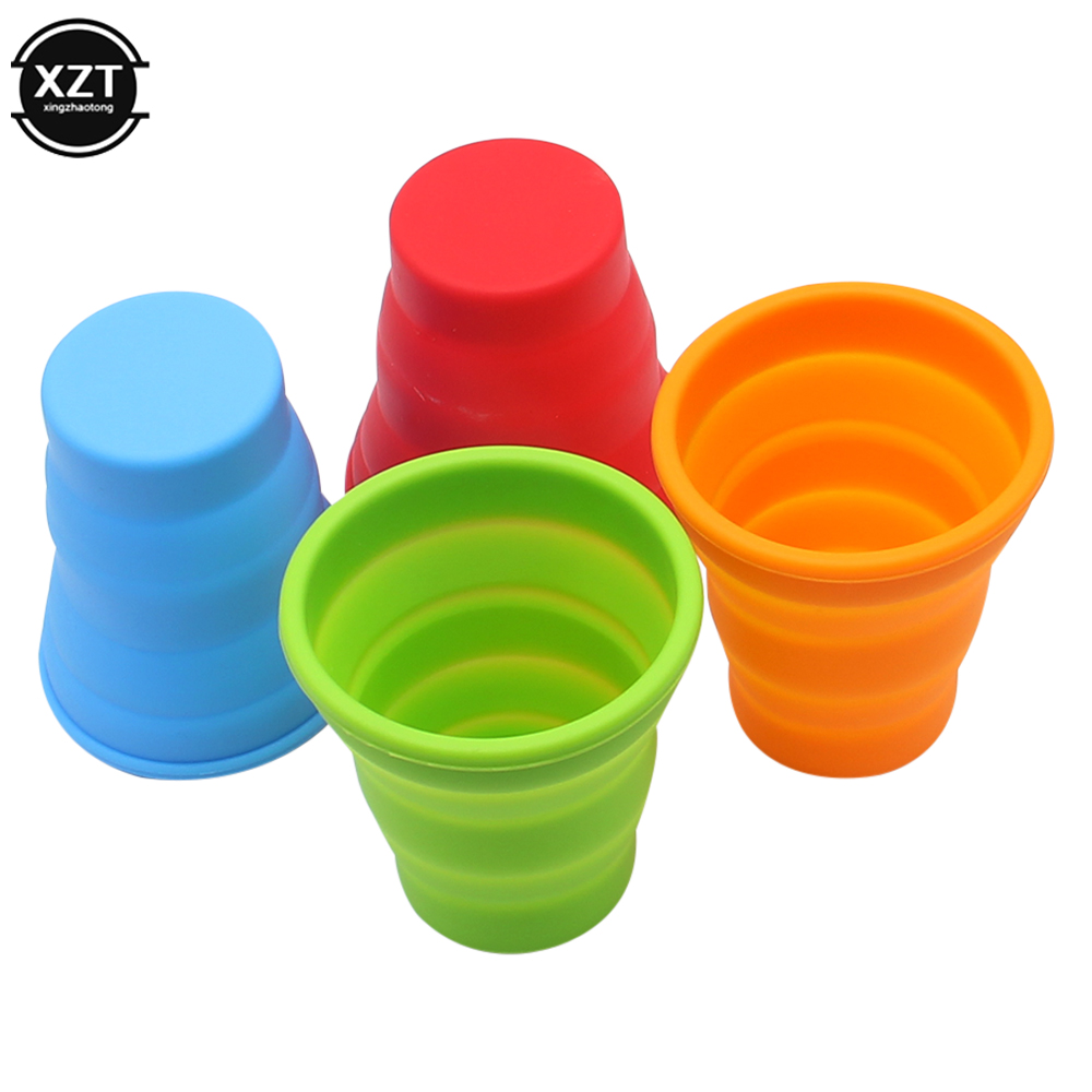 200 ml tragbarer faltbarer Silikon-Wasserbecher für den Außenbereich, hitzebeständig, teleskopisch, faltbar, faltbar, für Reisen, Camping