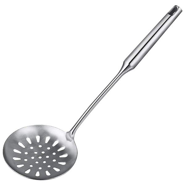 15-Inch Stainless Steel Skimmer Strainer Ladle, Slotted Spoon for Kitchen Cooking, Draining & Frying: black