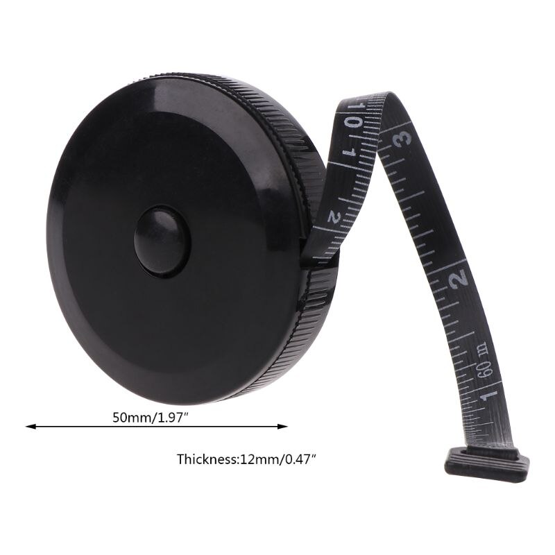1.5m/60inch Black Tape Measures Dual Sided Retractable Tools Automatic ABS Flexible Mini Sewing Measuring Tape B85C