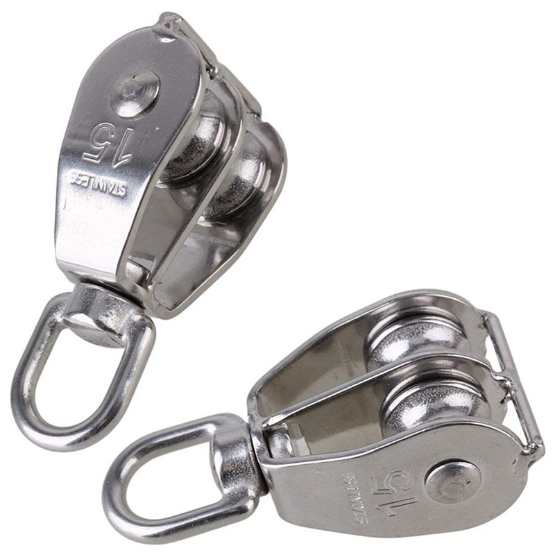 304 Rvs M15 Dubbele Katrol Blok Voor Wire Rope Chain Tractie Wiel Set Van 5