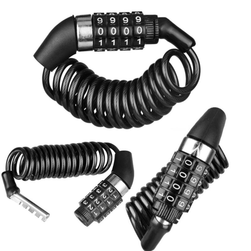 4-digit Password Lock Combination Number Code Bike Bicycle Cycle Lock Steel Cable Chain