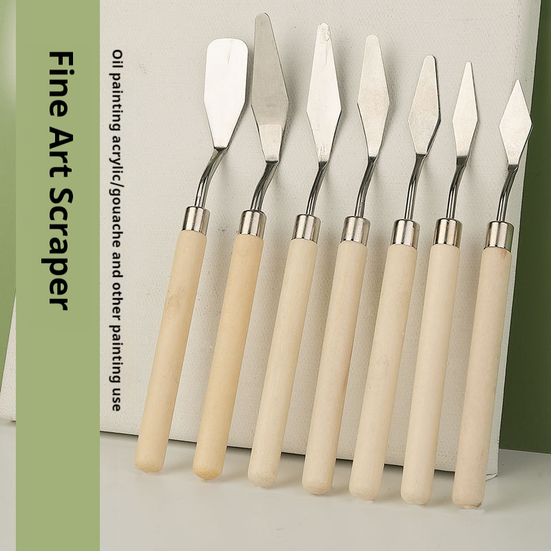 7 unids/set de cuchillos de pintura al óleo de acero inoxidable, espátula para manualidades de artistas, cuchillo de paleta, cuchillo para mezclar, herramientas de arte raspador