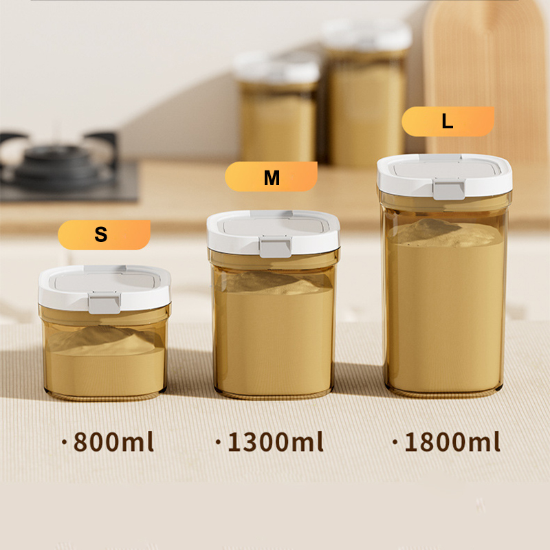 Récipient hermétique de stockage des aliments avec cuillère, pot de cuisine de 800/1300/1800 ml pour farine, sucre, café, sans BPA, empilable, facile à nettoyer