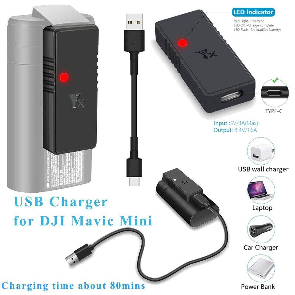 Voor Dji Mavic Mini Batterij Usb Lader Led Indicator Draagbare Mini Lader Usb Opladen Hub Voor Dji Mavic Mini Drone accessoires