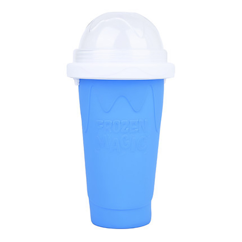 Quick-Frozen Smoothies Ice Cream Maker Cup DIY Squeeze Slushy Fruit Juice Milkshake Fast Cooling Silicone Bottle with Straw: Blue