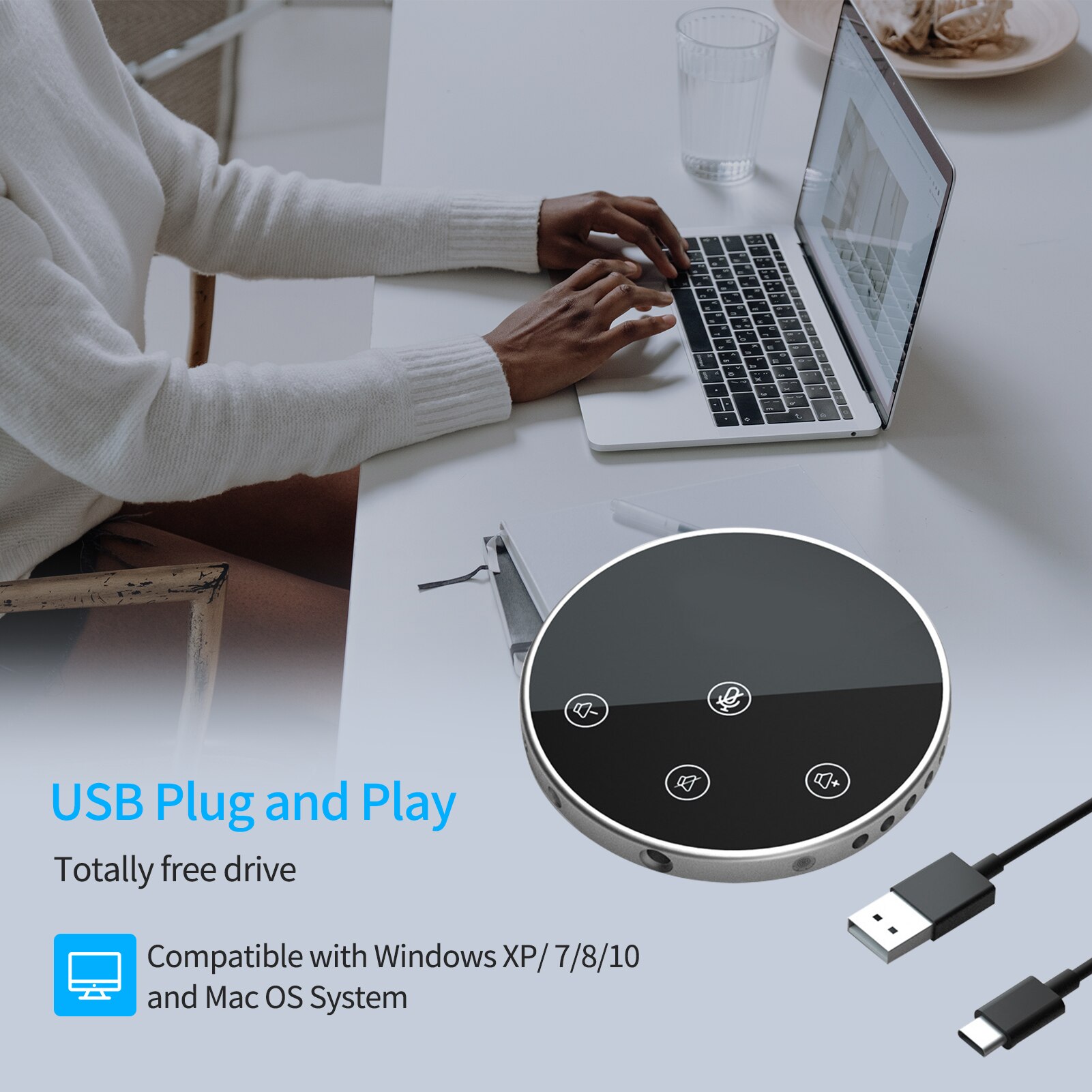 Desktop USB Conference Speakerphone Microphone 360... Vicedeal