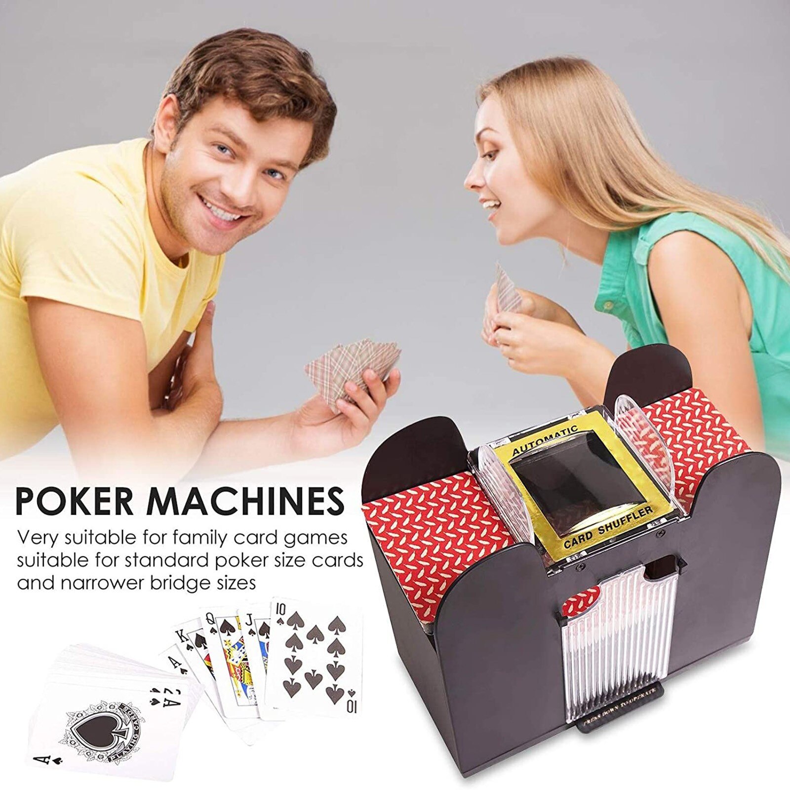 Battery Operated Automatic Card Shuffler 6 Deck Card Shuffler for Home Card Games Poker Rummy Blackjack Game Mixing Machine