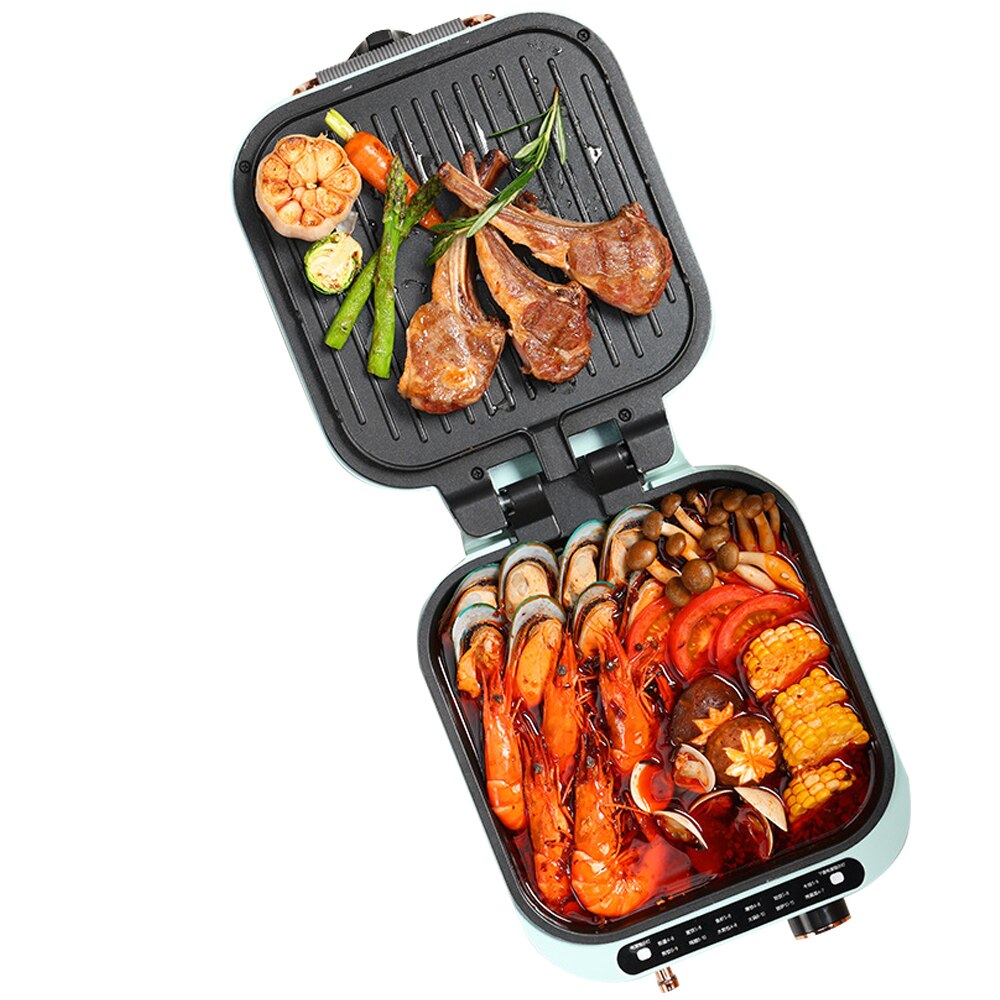 JIQI – poêle électrique à Double face, 220V, appareil de cuisson domestique, poêle chauffante, pour Pizza, tarte, crêpes, BBQ, plaque chauffante