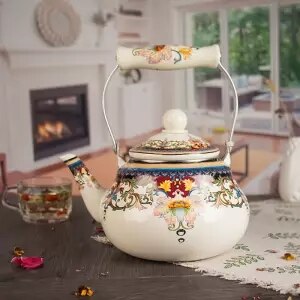 Théière émail santé gaz Induction cuisinière bouilloire gaz maison chaude bouilloire grande capacité cruche émail Pot eau Carafe Camping thé: 1.5L