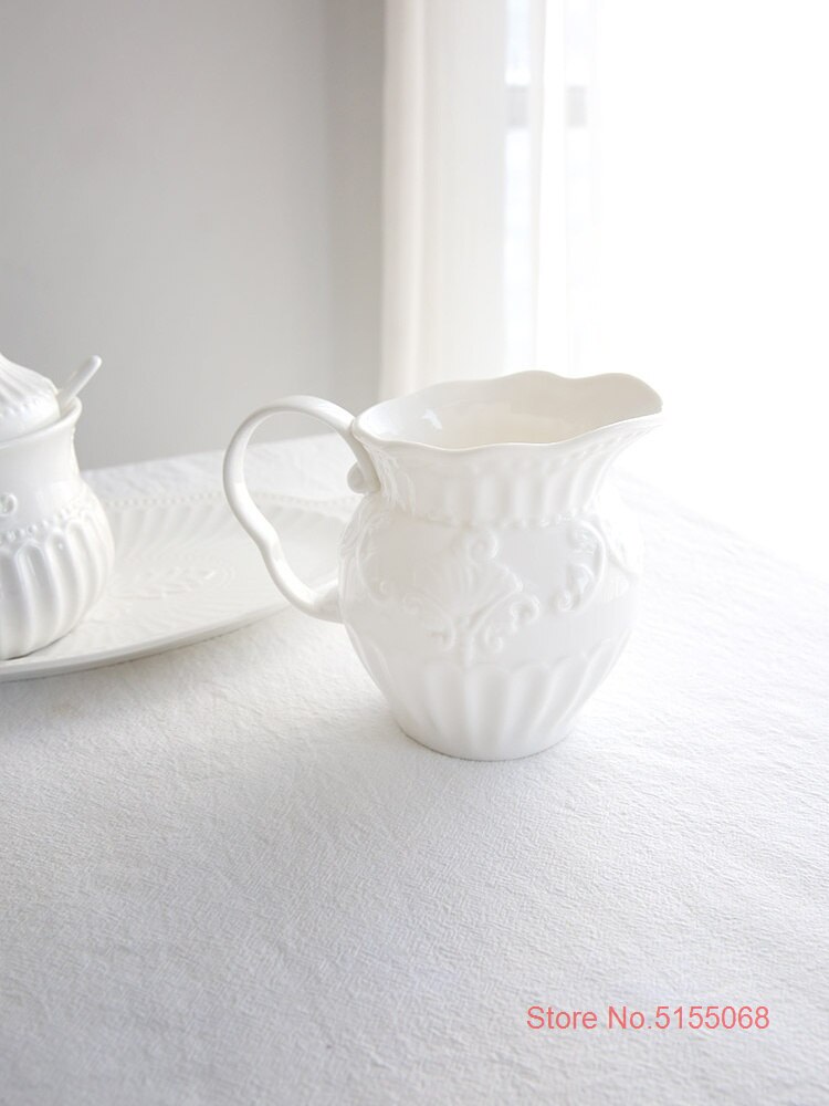 Juego de ollas de cerámica para aliviar el azúcar y crema, tazón Rococo, especias, jarra de leche, tazas de salsa, arte barroco inglés