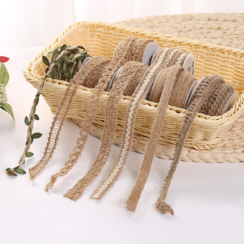 1pcs/lot handmade just rope DIY wedding Christmas green leaf hemprope decoration Craft hemp rope multi style roll lace ribbon