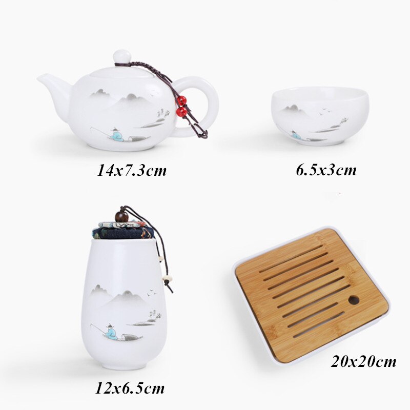Juego de té portátil de viaje de estilo chino, 1 tetera/4 tazas, tetera de cerámica, tetera de , tetera de kungfú Teaware