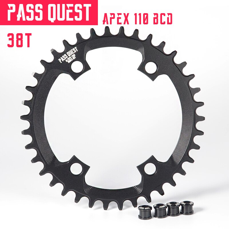 Passquest 110 bcd vierklauw is geschikt voor sram apex enkelvoudige schijfketting, stabiele kettingstabilisator, positieve en negatieve tanden.: 38t