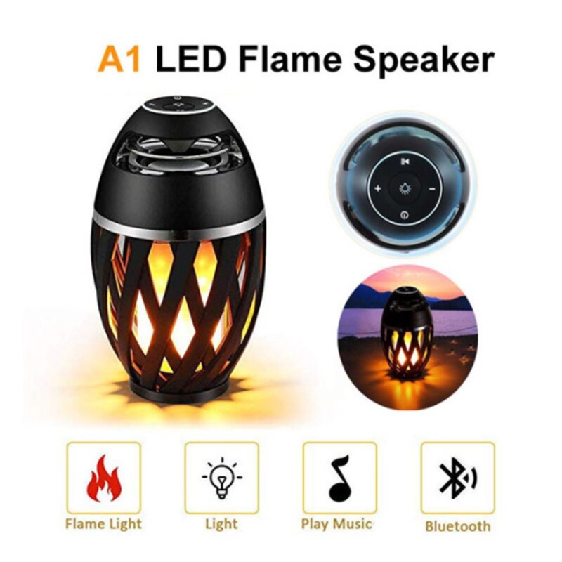 Wireless Speaker Flame Light Speaker Portable Loudspeaker Outdoor Player with LED Flame Torch Light Flicker Light