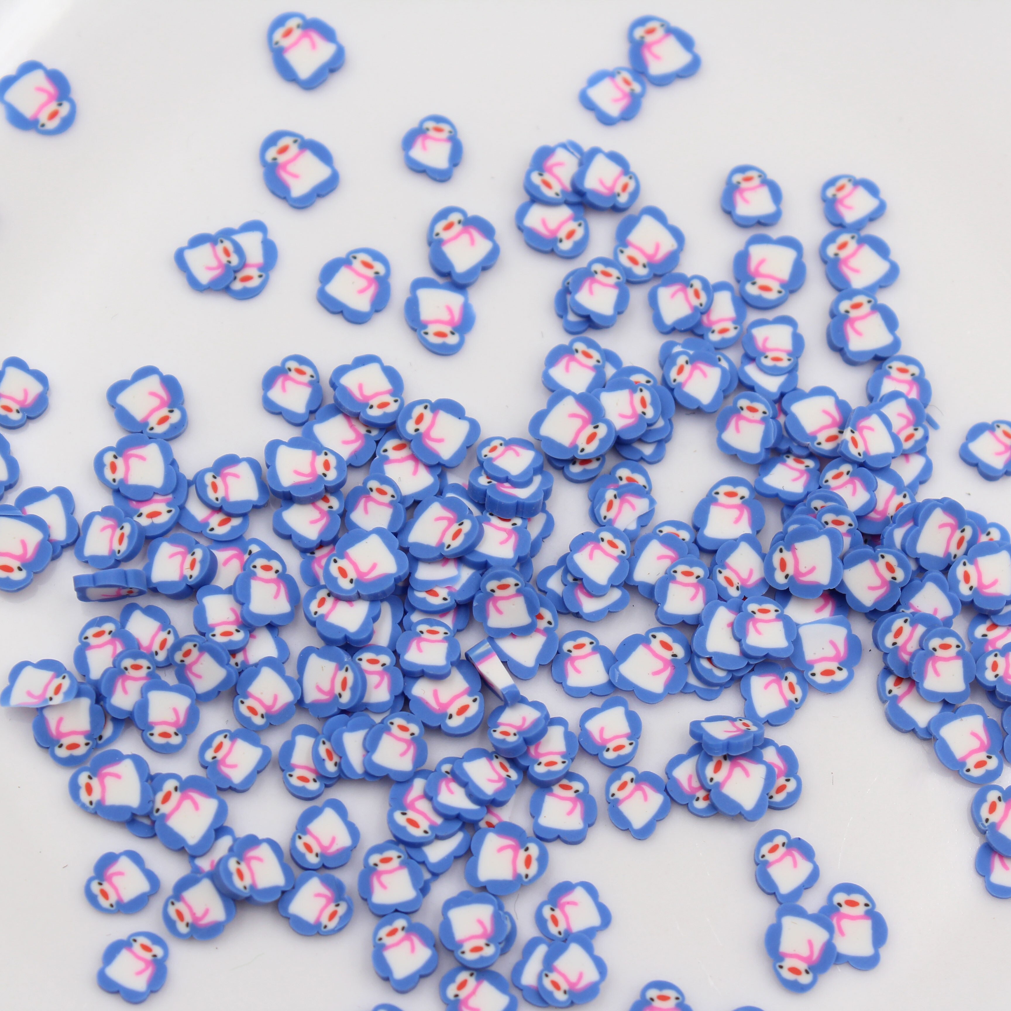 100g/Lot Polymer Clay Blue Penguin Slices Animal Sprinkles Soft Pottery for Toy Arts Decoration DIY Crafts Filler Accessories