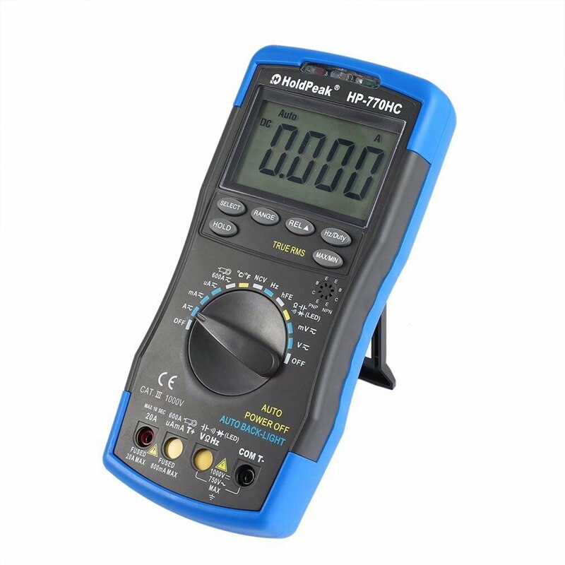 Multímetro Digital Holdpeak Hp-770Hc valores eficaces verdaderos de rango automático con función Ncv y prueba de temperatura/frecuencia/ciclo de trabajo