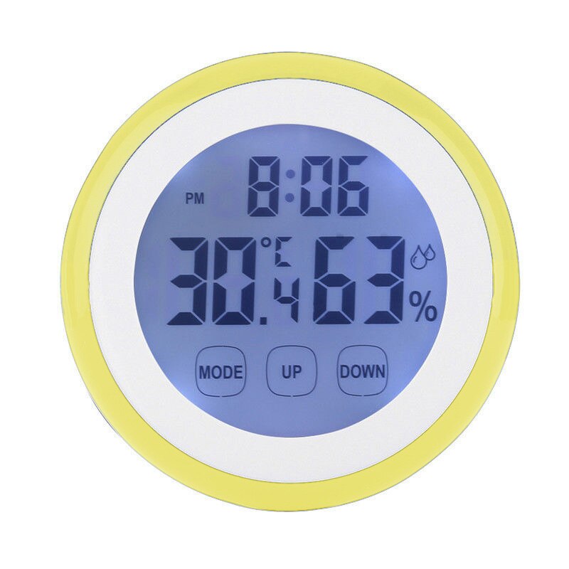 Thermometer Indoor Digital LCD Hygrometer Temperature Humidity Alarm Wall Clock For Home Temperature Humidity Meter: Green